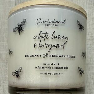 Scentsational White Honey & Bergamot Large 3 Wick Candle 26 oz